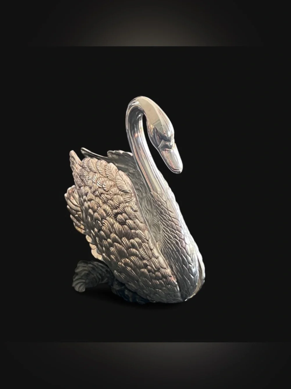 Vintage Godinger silver plate swan napkin/letter holder made in Italy